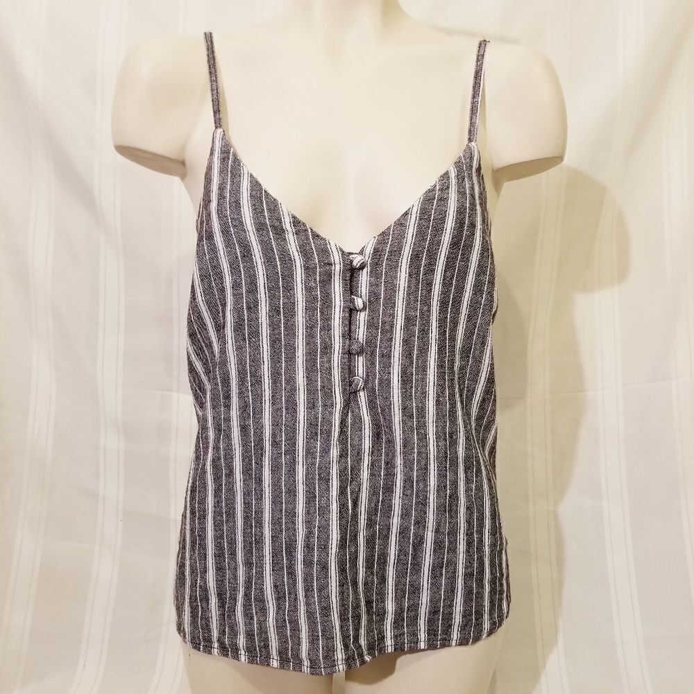 5/$25 Summer‎ Sale!!! Abound Grey & White Striped Tank Sz - Picture 2 of 6